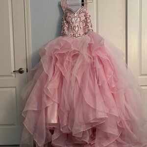Charming Pink Formal Kids Dress with Embellishments